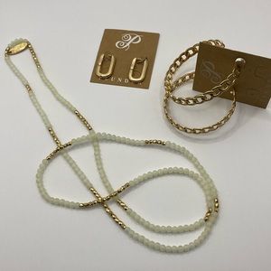 New Beaded Necklace Hoop Earrings set